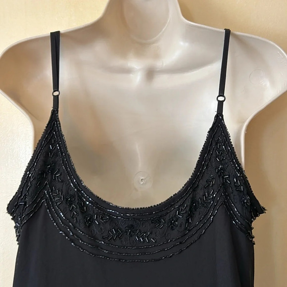 J Kara beaded 1920’s art deco  black chiffon dress size 12 - Picture 5 of 10